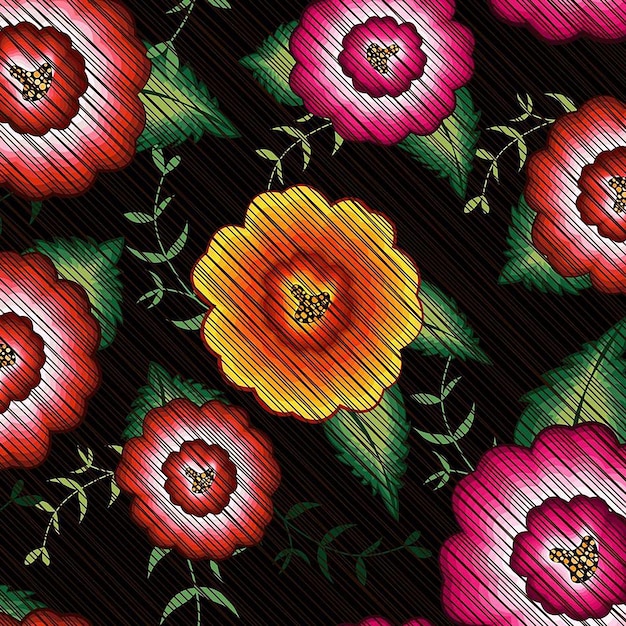 haftowane wzory na materiale